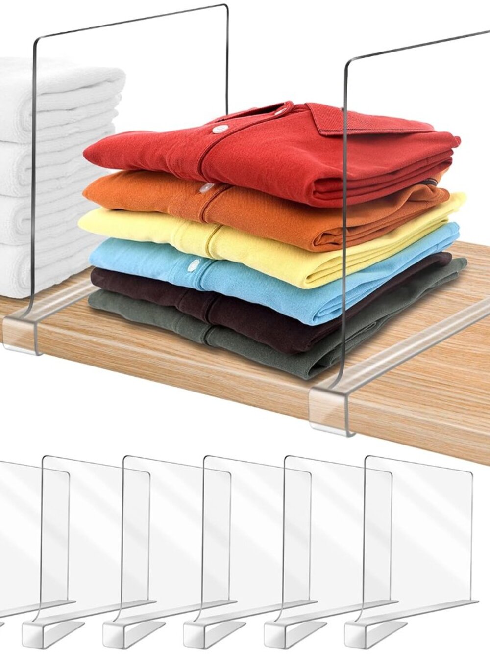 11 Inches [Extra Tall Version] Clear Shelf Dividers for Closet Organization and